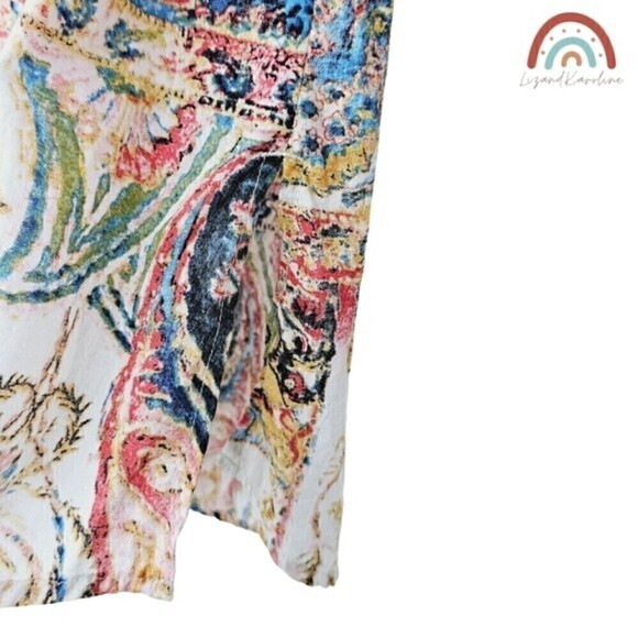 Soft Surroundings Kira Paisley Button Down Shirt Tunic Longline Blouse Top - Picture 9 of 12